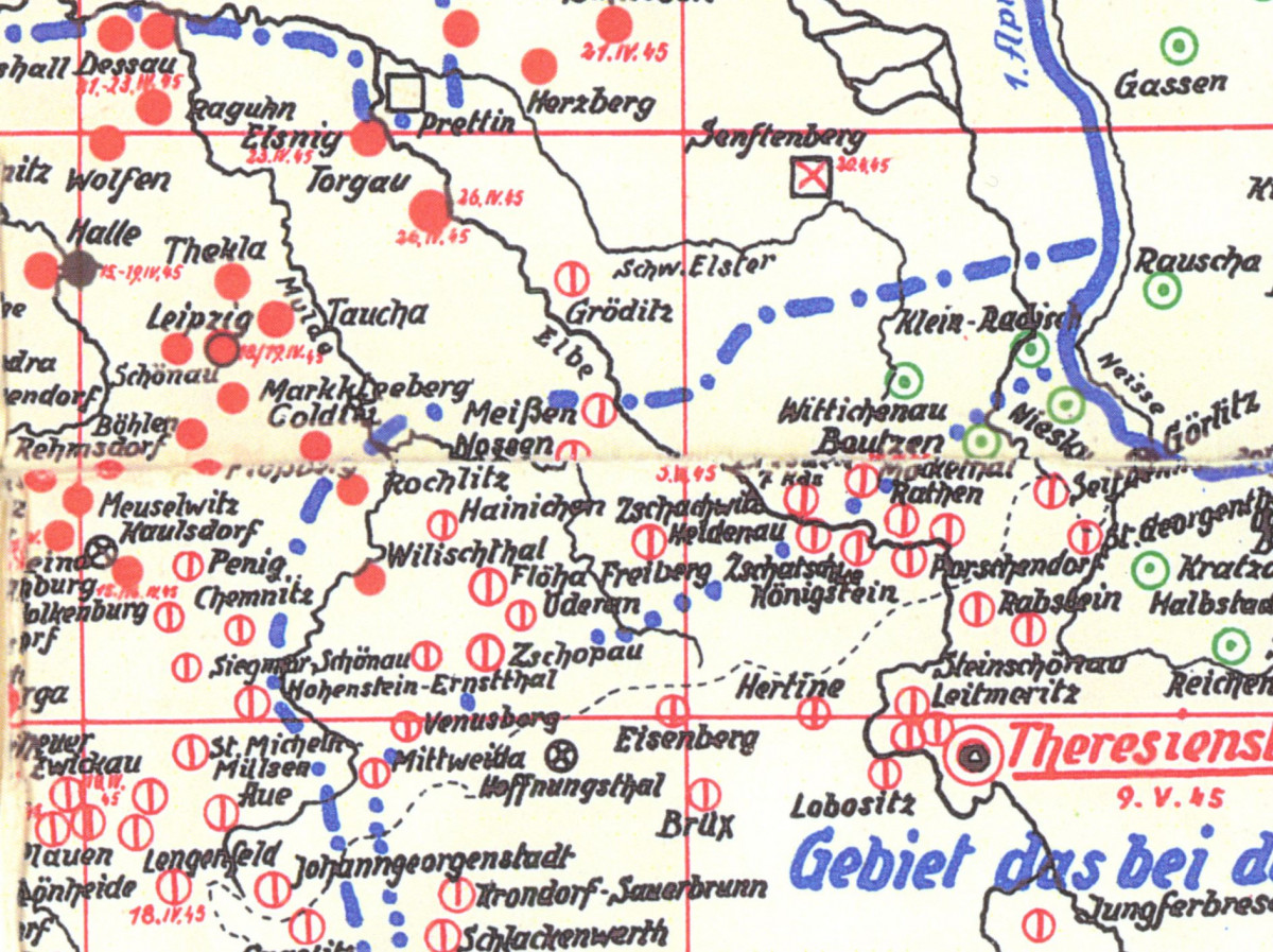 Ausschnitt aus einer Karte der KZ-Lager in Mitteleuropa.